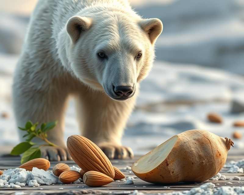 almond, polar bear, potato